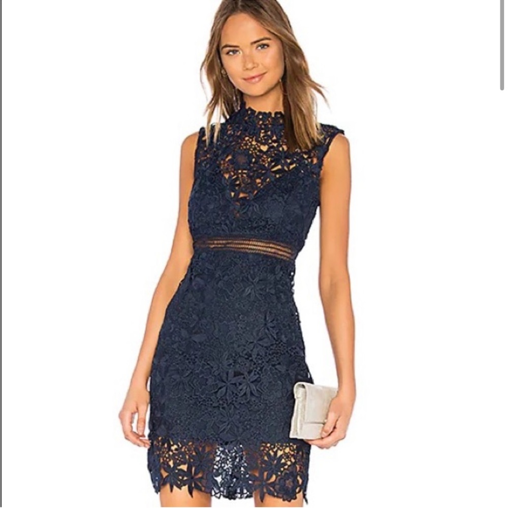 Bardot navy blue lace dress, size 8/M